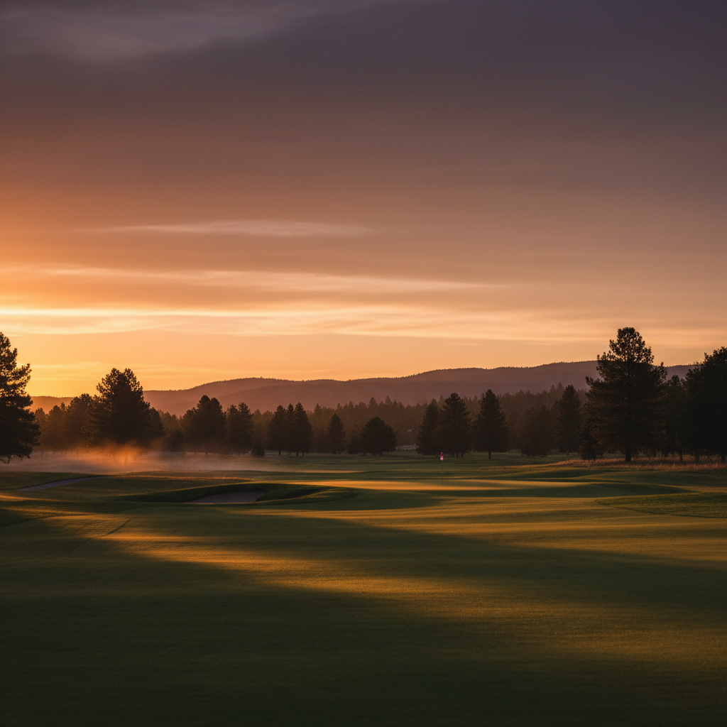 Golf course at golden hour